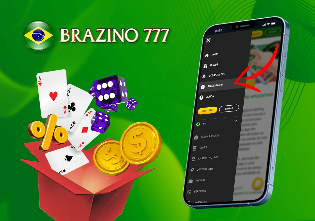 Faça o download do aplicativo no site da Brazino777