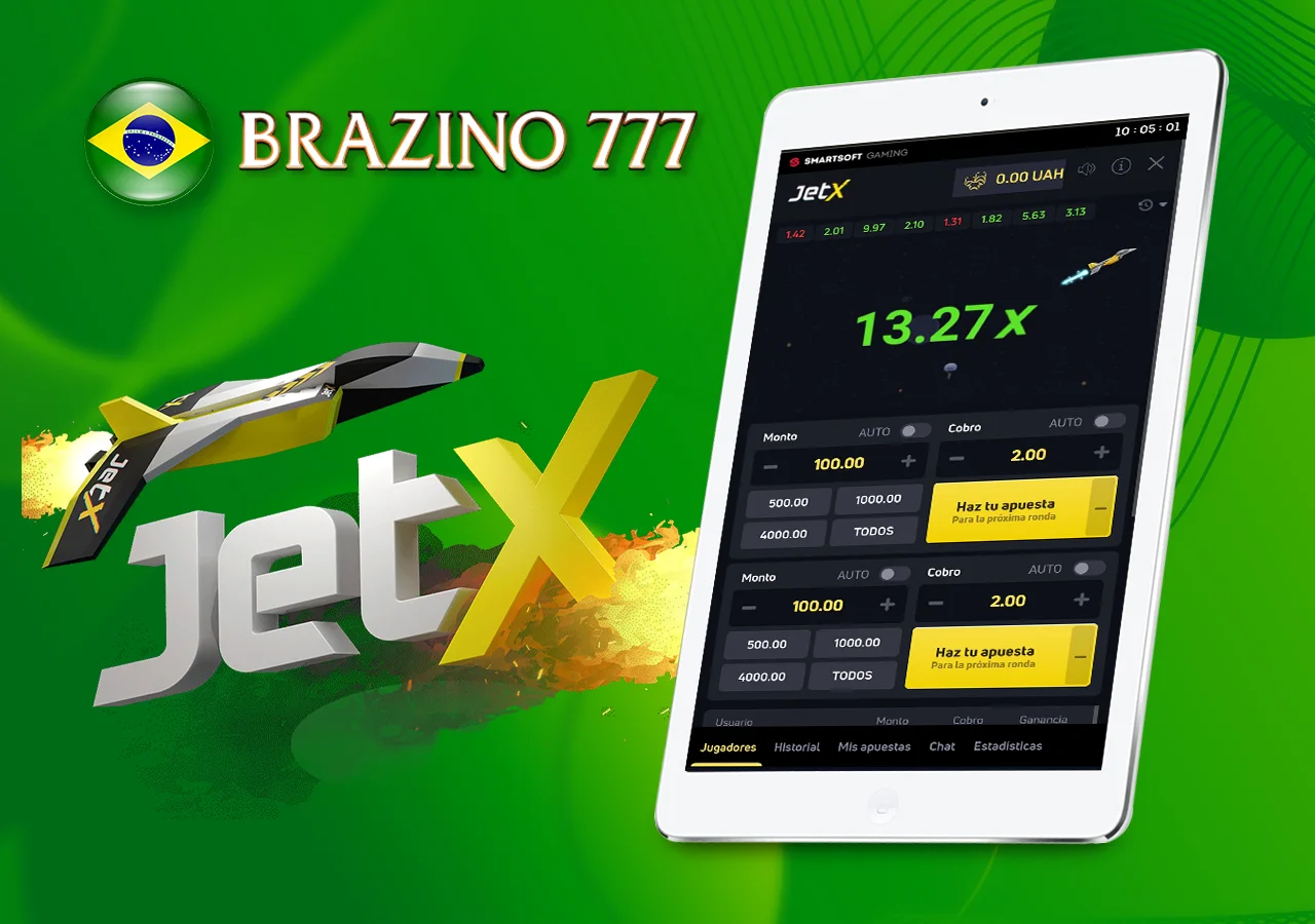 Jogo JetX no aplicativo móvel Brazino777