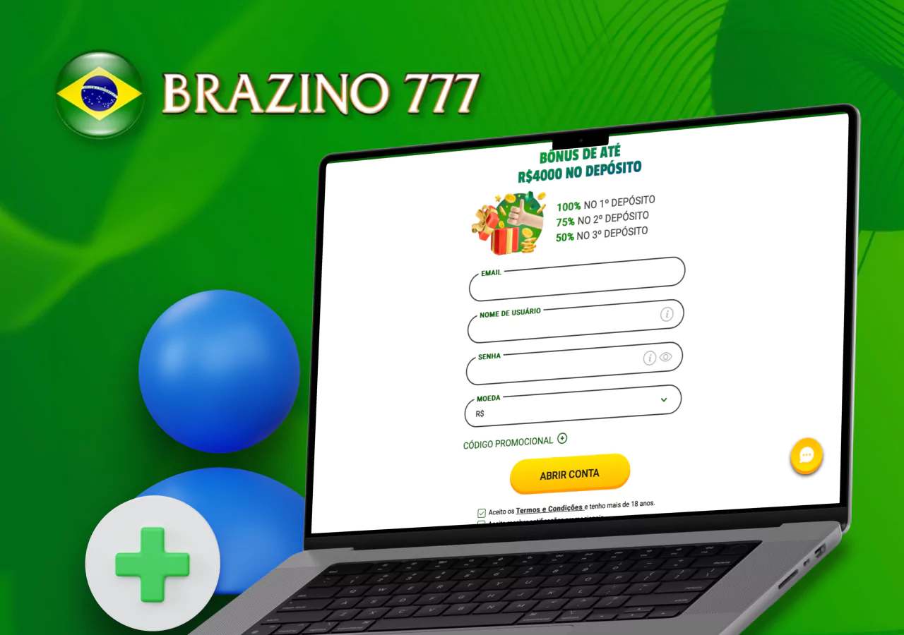 O processo de criação de uma conta na plataforma Brazino777